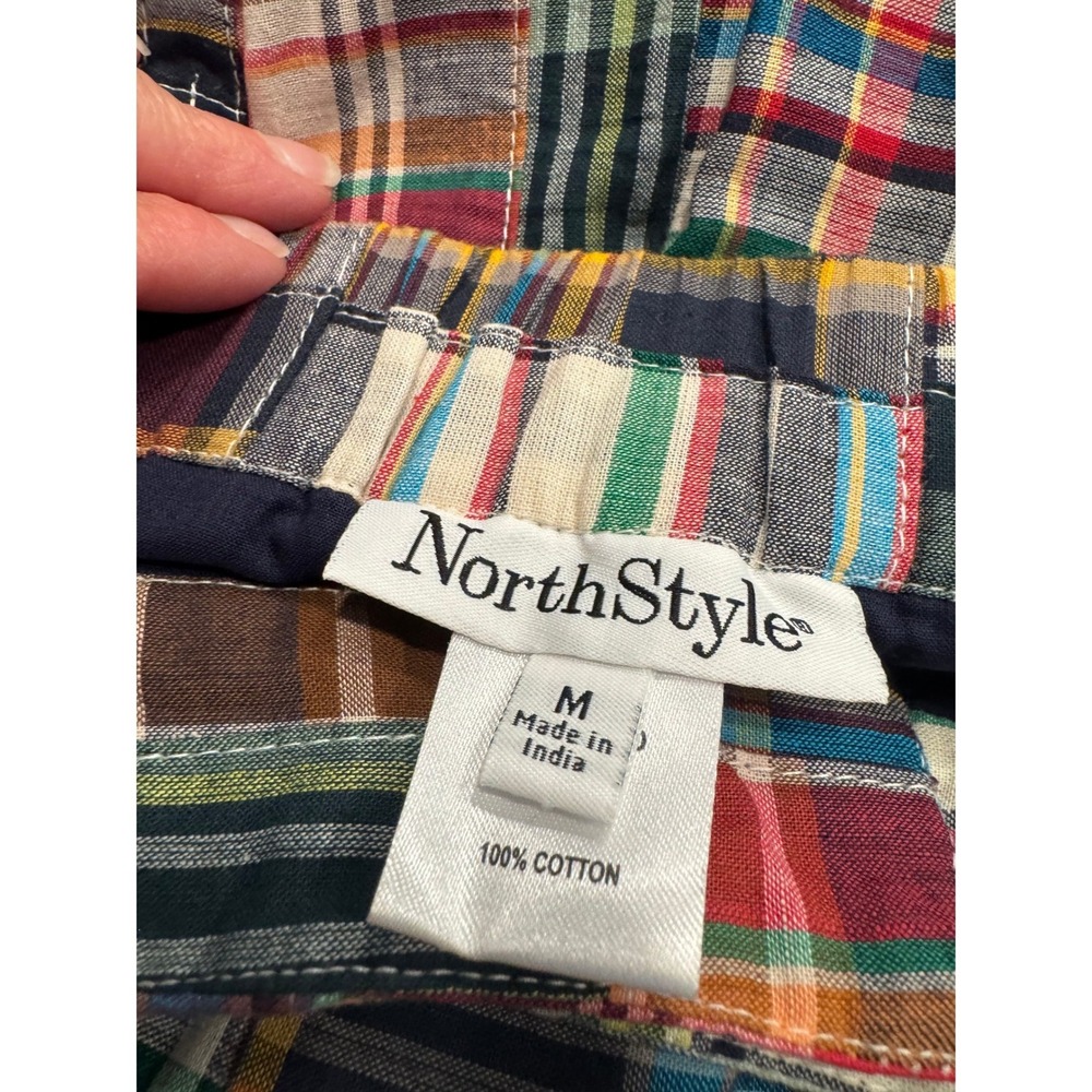 NorthStyle Patchwork Madras Skort Plaid Cotton Shorts Skirt M Multi Excellent - Picture 7 of 9